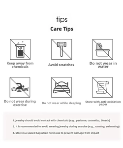 Detailed jewelry care tips infographic with icons for maintenance and cleaning advice