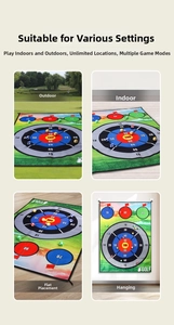 Detalle de alfombra de golf con objetivos de puntuación para uso interior y exterior