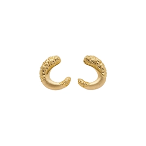 Elegant gold C-shaped earrings with unique wrinkled texture design for a modern fashion look