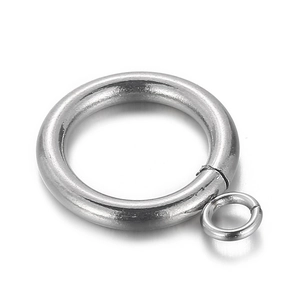 Polished silver stainless steel DIY geometric double round loop connector pendant