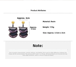 Detail view of retro geometric resin earrings with dimensions 5.5cm by 3cm and 17.9g weight