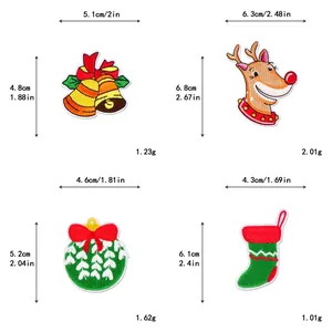 Detailed size and weight chart for Christmas Santa and Reindeer embroidery patches