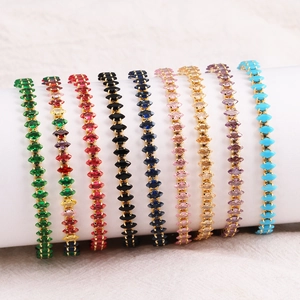 Hip hop tennis bracelet collection with marquise-cut zircons in nine vibrant colors