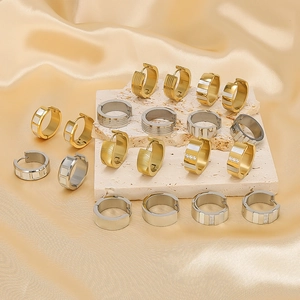 Collection of 18k gold plated stainless steel hoop earrings with cubic zirconia and stones