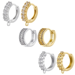 Hoop Earrings Brass Cubic Zirconia Huggie Ear Buckle Hollow Design Double Layer Elegant Jewelry For Women