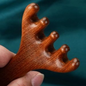 Sandalwood head massage comb with five-claw design for scalp and meridian stimulation