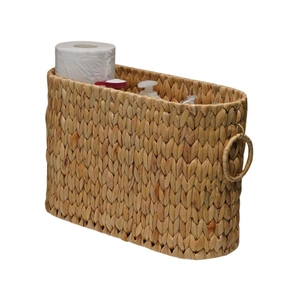 Handwoven rattan storage basket for bathroom tissues and toiletries in natural style