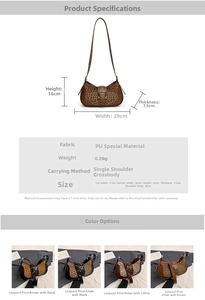 Paramètres de taille et options de couleur pour le sac à bandoulière en PU léopard