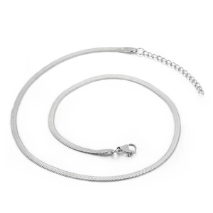Collier chaîne serpent en acier inoxydable argenté avec fermoir mousqueton réglable