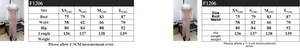 Detailed size chart for the off-shoulder evening dress with slit and measurements