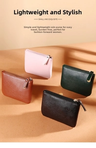 Litchi pattern PU leather coin purses in four colors with secure zipper closures