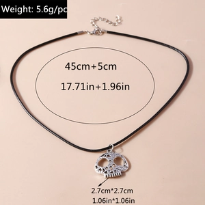 Detail view of skeleton hand necklace with 2.7cm pendant and 45cm chain dimensions