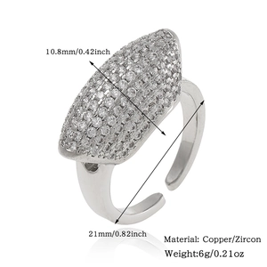 Gedetailleerde maattabel voor zilveren zirkoonring met kopermateriaal specificaties