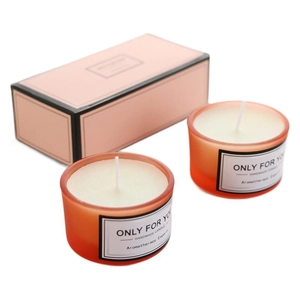 Set regalo di candele profumate fatte a mano con due vasetti di vetro in scatola rosa