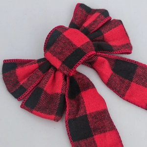 Classic red and black buffalo plaid ribbon bow for Christmas tree and gift decoration