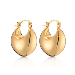 Polished 18k gold plated geometric teardrop earrings with a glossy metallic finish