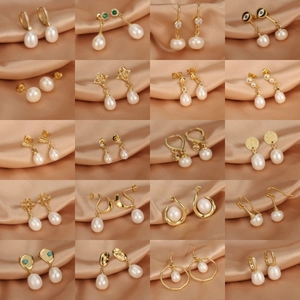 Collection of twenty distinct freshwater pearl earrings with 18K gold-plated accents