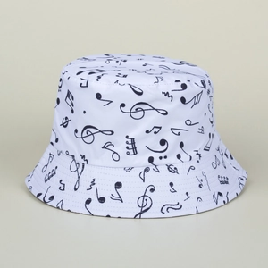Chapeau bob blanc avec motifs de notes de musique pour protection solaire et style décontracté