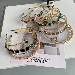 Serre-tête élégant avec cristaux colorés et design en alliage tressé pour femmes