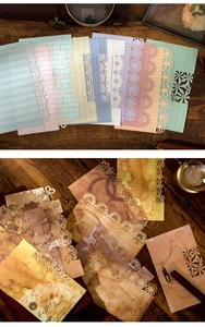 Macro shot of vintage Coffee Lace symphony hollow paper with 20 pieces for journaling