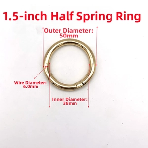 Polished gold spring O-ring for bags with 50mm outer and 38mm inner diameter