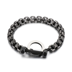 Armband Roestvrij Staal Vierkante Box Ketting Industriële Punk Stijl Vintage Zilveren Kleur Sieraden Voor Mannen Met Sluiting