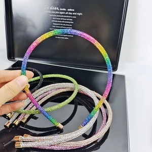 Sparkling rhinestone metal headbands in vibrant colors for high-end fashion styling