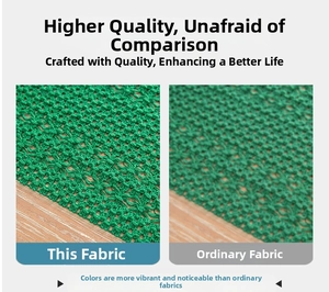 Close-up of the high-density green cross-woven fabric texture for Christmas table runners