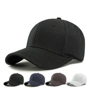Einfache Baumwolle Baseballkappe Großer Kopfumfang Breite Krempe Verstellbar Solid Farbe Sonnenschutz Hut