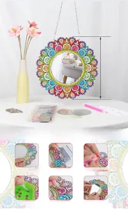 Kit specchio mandala pittura diamante fai da te con dimensioni e istruzioni d'uso