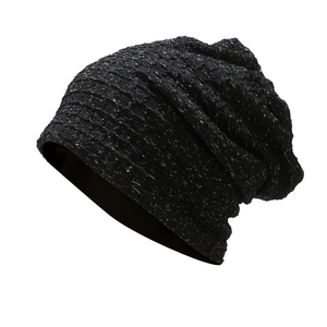 Black tie-dye slouchy beanie hat with colorful starry texture for men and women
