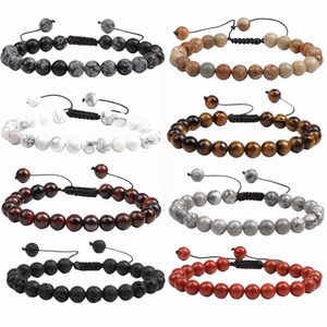Handgefertigtes Naturstein Perlenarmband Für Herren Damen Verstellbares Geflochtenes Seil Tigerauge Lava Achat Schmuck Geschenk