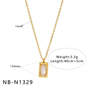 Dimensioni dettagliate della collana in oro con ciondolo in madreperla da 13mm