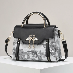 Bolso Vintage Estampado Cachemir Cuero PU Bolso De Mano Bandolera Con Hebilla Cisne Borla Perlas Artificiales Costuras