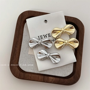 Bowknot Hair Clips Small Metal Alloy Polished Duckbill Side Clips For Bangs Sweet Cool Style For Women Girls