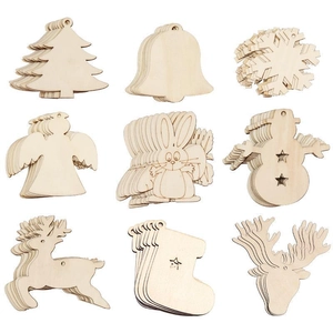 Wooden Hanging Ornaments Unfinished Carved Wood Slices With Hemp Rope For Holiday Christmas Easter Party DIY Crafts Decor