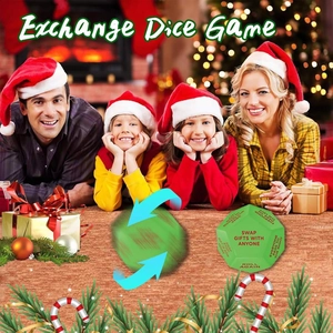 Christmas Santa Swap Gift Exchange Dice game with family near a festive Xmas tree