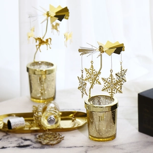 Rotating Candle Holder Metal Glass Heat Powered Spinning Tealight Stand European Style Home Decor Dinner Party Ornament
