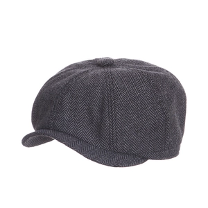 Casquette gavroche classique gris foncé à chevrons pour hommes et femmes de style rétro