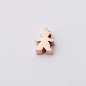 Detail of rose gold girl-shaped stainless steel bead with a 1.8mm hole for DIY jewelry