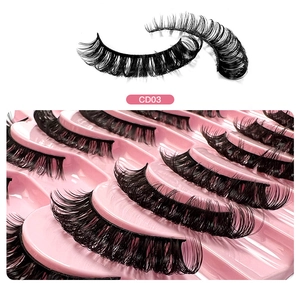 Detail of CD03 thick Russian volume false eyelashes with multi-layered crisscross fibers
