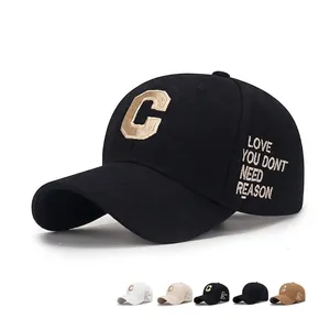 Cotton Baseball Cap Letter C Embroidery Side Slogan Adjustable Sun Protection Street Style Unisex Hat
