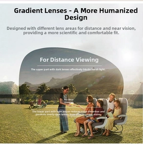 Detail of gradient lenses showing progressive vision zones for distance and close-up use