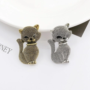 Alloy Cat Shape Charms Vintage Textured Surface Pendants For DIY Jewelry Making Accessories Handmade Craft