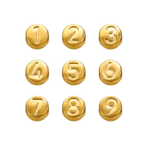 Golden stainless steel round number beads from 1 to 9 for DIY jewelry making