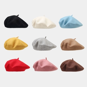 Classic wool beret hats for women in nine solid colors including black and beige
