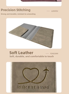 Macro detail of passport holder showing precise stitching and gold-stamped heart design