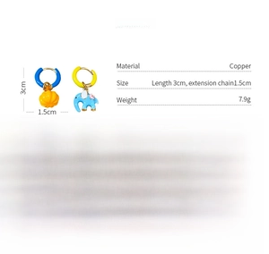 Detailed spec chart for pumpkin elephant earrings featuring copper and 925 silver needles