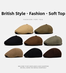 Collage showing 8 colors of vintage wool beret ivy caps for men and women