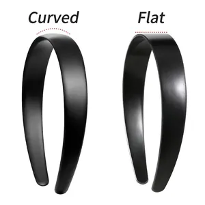 Matte black plastic headbands in arched and flat designs for DIY hair accessories